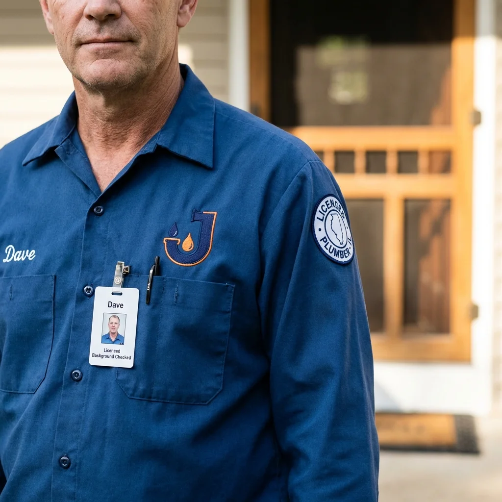 Licensed plumber showing ID badge in Millers Falls, MA